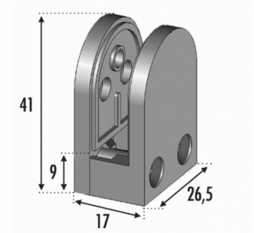 Pince à verre de 26x41mm. Fixation sur un plat. En Zamac brut. pour verre épaisseur 8,76mm.Ne pas oublier de commander les caoutchoucs compatibles avec votre verre, vendus séparément. ex : verre épaisseur 8,76 joints réf 30060876.