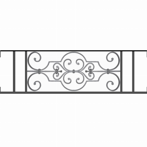 Appui de fenêtre type AF004 à visser dans votre tableau de fenêtre. Longueur finie de 1060mm et Hauteur finie de 314mm. Convient pour les tableaux de fenêtre de 1060mm. Main courante laminée de 1060mm de long en fer forgé sur le dessus. Motif au centre de 670mm de long par 290mm de haut. Le reste de la structure est en tube acier carré de 16mm de section.