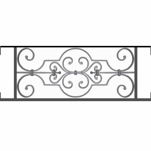 Appui de fenêtre type AF004 à visser dans votre tableau de fenêtre. Longueur finie de 860mm et Hauteur finie de 314mm. Convient pour les tableaux de fenêtre de 860mm. Main courante laminée de 860mm de long en fer forgé sur le dessus. Motif au centre de 670mm de long par 290mm de haut. Le reste de la structure est en tube acier carré de 16mm de section.