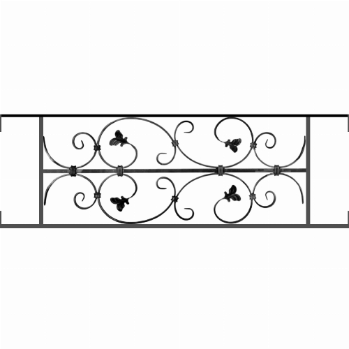 Appui de fenêtre type AF005 à visser dans votre tableau de fenêtre. Longueur finie de 1010mm et Hauteur finie de 310mm. Convient pour les tableaux de fenêtre de 1010mm. Main courante laminée de 1010mm de long en fer forgé sur le dessus. Motif au centre de 760mm de long par 290mm de haut. Le reste de la structure est en acier carré plein de 12mm de section.