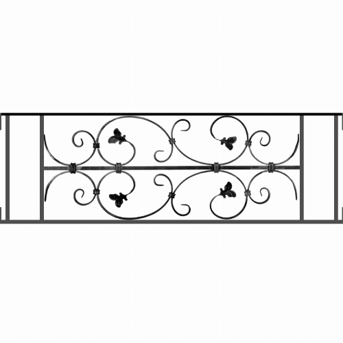 Appui de fenêtre type AF005 à visser dans votre tableau de fenêtre. Longueur finie de 1020mm et Hauteur finie de 310mm. Convient pour les tableaux de fenêtre de 1020mm. Main courante laminée de 1020mm de long en fer forgé sur le dessus. Motif au centre de 760mm de long par 290mm de haut. Le reste de la structure est en acier carré plein de 12mm de section.