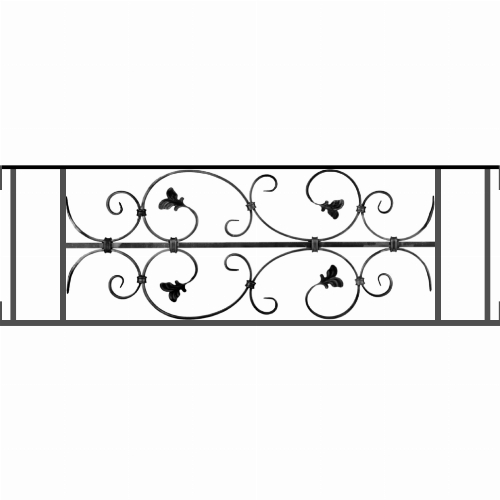 Appui de fenêtre type AF005 à visser dans votre tableau de fenêtre. Longueur finie de 1030mm et Hauteur finie de 310mm. Convient pour les tableaux de fenêtre de 1030mm. Main courante laminée de 1030mm de long en fer forgé sur le dessus. Motif au centre de 760mm de long par 290mm de haut. Le reste de la structure est en acier carré plein de 12mm de section.