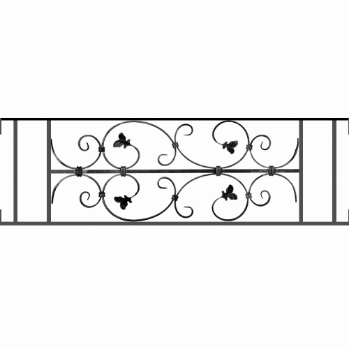 Appui de fenêtre type AF005 à visser dans votre tableau de fenêtre. Longueur finie de 1070mm et Hauteur finie de 310mm. Convient pour les tableaux de fenêtre de 1070mm. Main courante laminée de 1070mm de long en fer forgé sur le dessus. Motif au centre de 760mm de long par 290mm de haut. Le reste de la structure est en acier carré plein de 12mm de section.