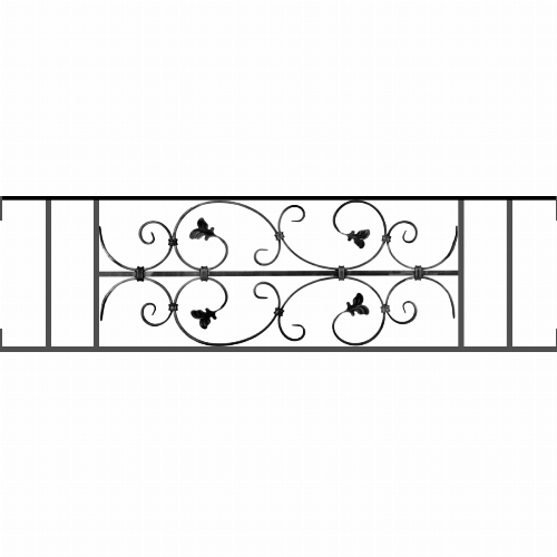 Appui de fenêtre type AF005 à visser dans votre tableau de fenêtre. Longueur finie de 1180mm et Hauteur finie de 310mm. Convient pour les tableaux de fenêtre de 1180mm. Main courante laminée de 1180mm de long en fer forgé sur le dessus. Motif au centre de 760mm de long par 290mm de haut. Le reste de la structure est en acier carré plein de 12mm de section.