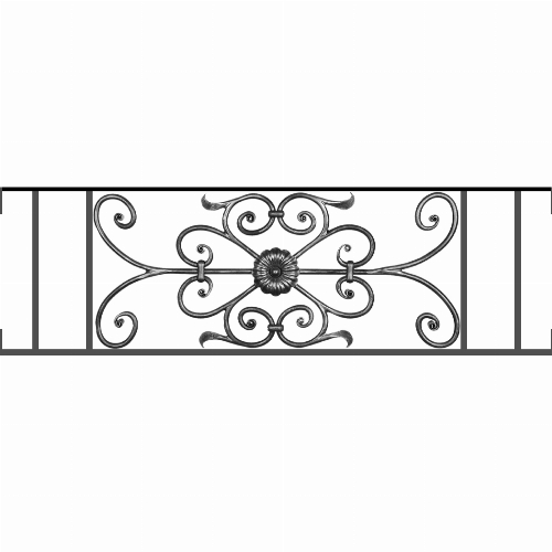 Appui de fenêtre type AF009 à visser dans votre tableau de fenêtre. Longueur finie de 1050mm et Hauteur finie de 320mm. Convient pour les tableaux de fenêtre de 1050mm. Main courante laminée de 1050mm de long en fer forgé sur le dessus. Motif au centre de 700mm de long par 300mm de haut. Le reste de la structure est en acier carré plein de 12mm de section.